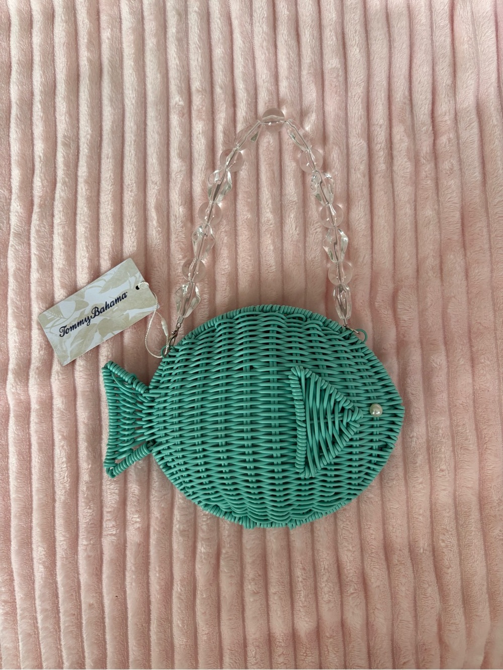 Tommy Bahama Turquoise Wicker Fish Crossbody Bag